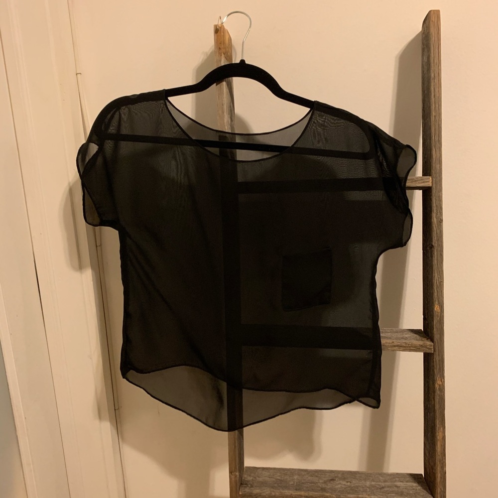 Sheer Cropped Black Blouse
